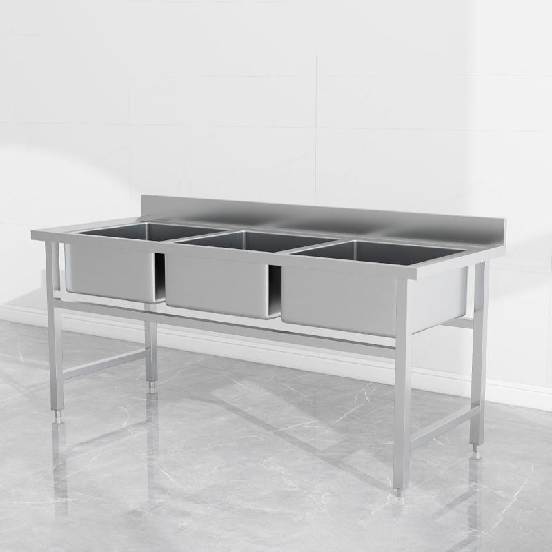 Stainless Steel Commercial Oversized Three-slot Customizable Kitchen Restaurant Public Durable Sink