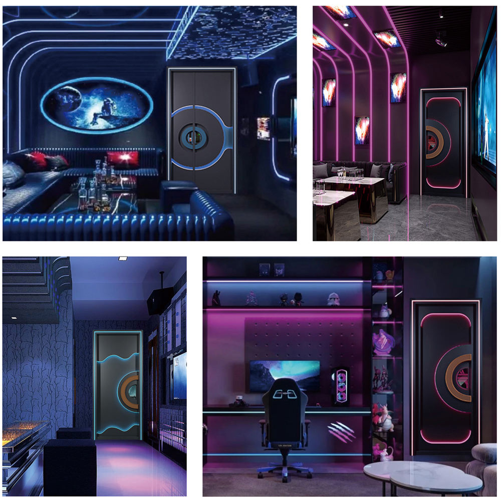 Stainless Steel Soundproof Entrance Doors LED KTV Doors for Cinemas Theater Nightclub