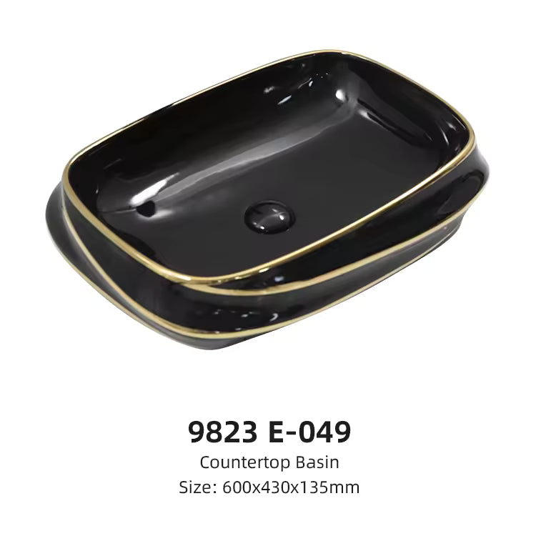 Luxury WC Black & Gold/Toilet Bowl, Bathroom Sink, Wall Mounted Accessories Complete Set