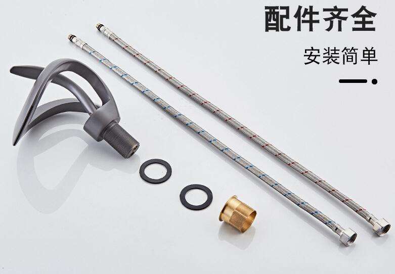 Bathroom Waterfall Basin Faucet Single Hole Mounted Ceramic Valve Core Hot & Cold Water