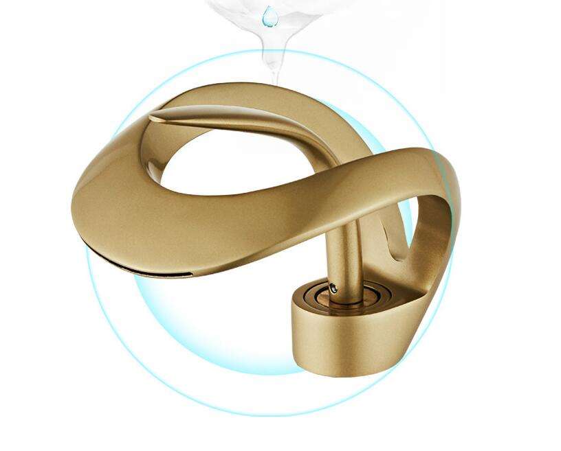 Bathroom Waterfall Basin Faucet Single Hole Mounted Ceramic Valve Core Hot & Cold Water