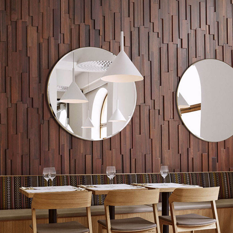 Long Strip Solid Wood Mosaic Long Panel Interior Design Wall Mosaic Tile 3D Pattern Sapele Walnut Color Wall Background No reviews yet