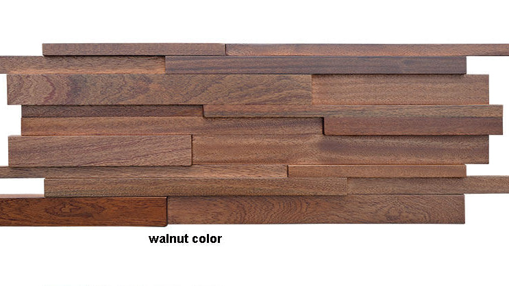 Long Strip Solid Wood Mosaic Long Panel Interior Design Wall Mosaic Tile 3D Pattern Sapele Walnut Color Wall Background No reviews yet