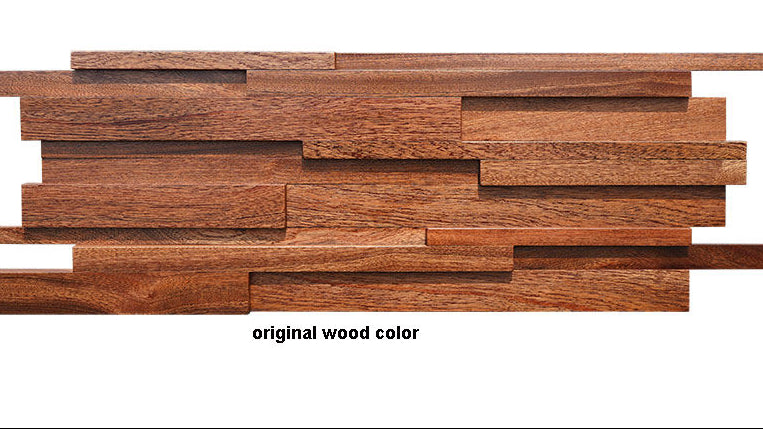 Long Strip Solid Wood Mosaic Long Panel Interior Design Wall Mosaic Tile 3D Pattern Sapele Walnut Color Wall Background No reviews yet