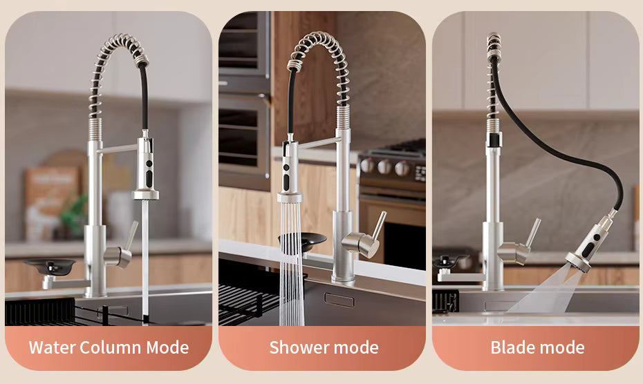 Premium Glass Rinse Station & Stainless Steel Pull Out Spray Kitchen Faucet
