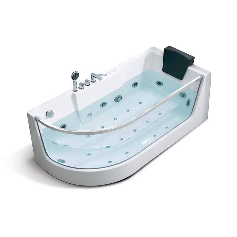 Modern Rectangle whirlpool Massage Clear Glass Side Acrylic Adult Household Bathtub