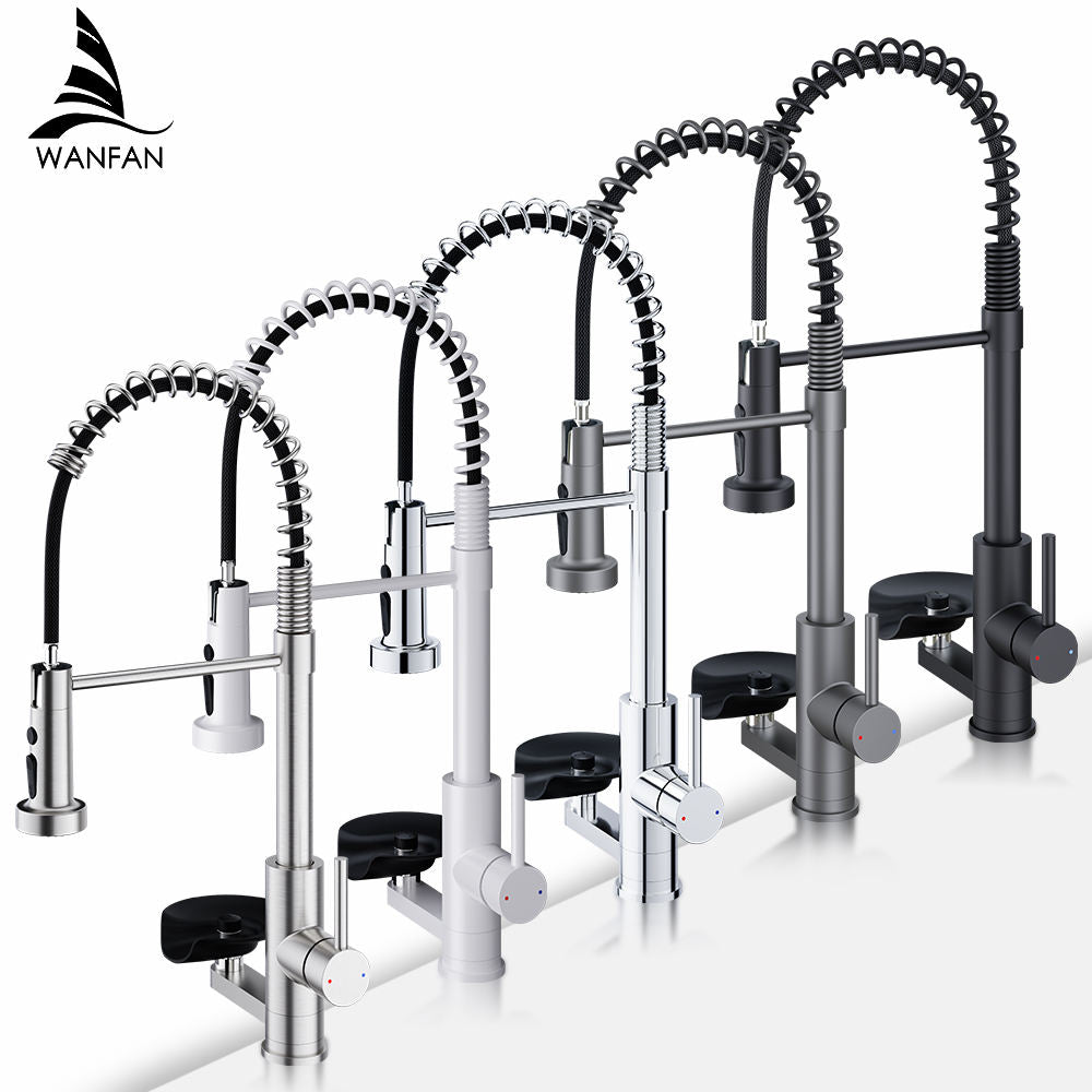 Premium Glass Rinse Station & Stainless Steel Pull Out Spray Kitchen Faucet