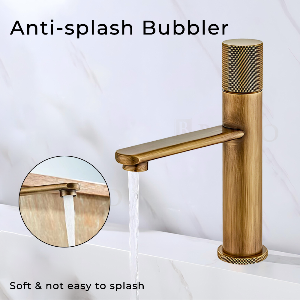 Antique Retro Single Hole Deck Mount Bathroom Brass Faucet