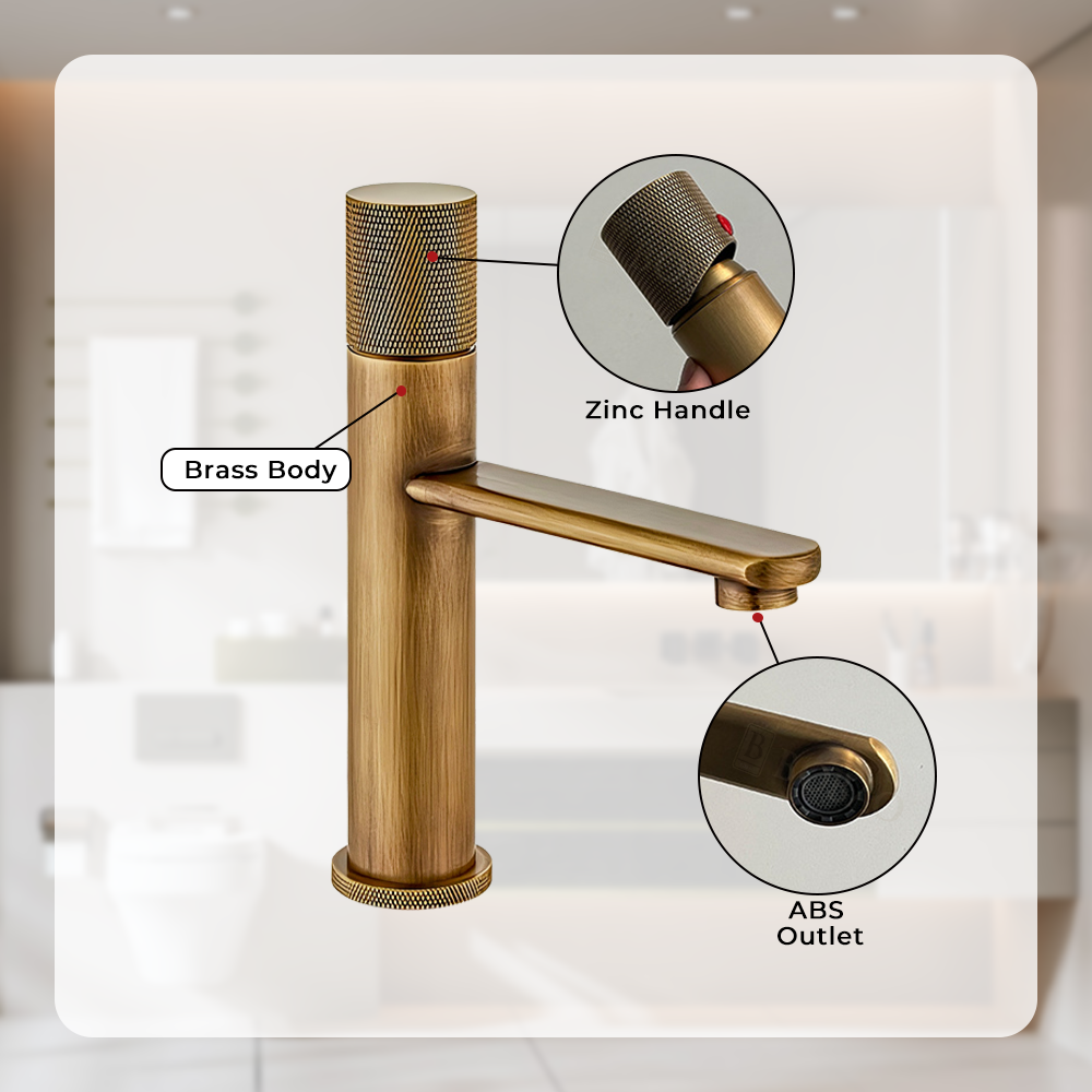 Antique Retro Single Hole Deck Mount Bathroom Brass Faucet