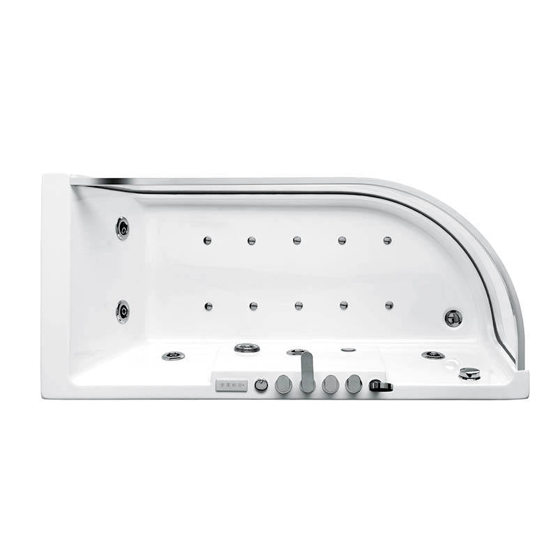Modern Rectangle whirlpool Massage Clear Glass Side Acrylic Adult Household Bathtub