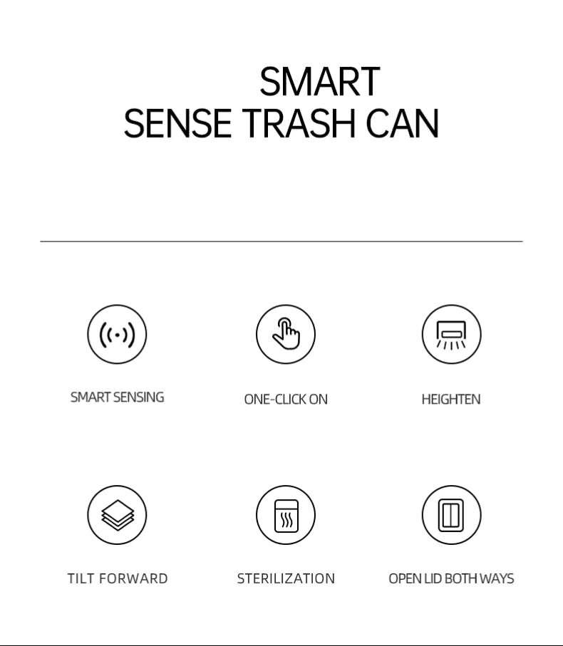 Stainless Steel Induction Touchless Trash Can Double Lid with Night Light Automatic Garbage Bin Standing 12L for Kitchen