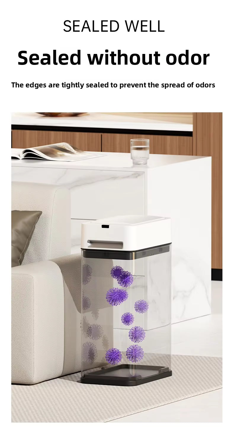 Stainless Steel Induction Touchless Trash Can Double Lid with Night Light Automatic Garbage Bin Standing 12L for Kitchen