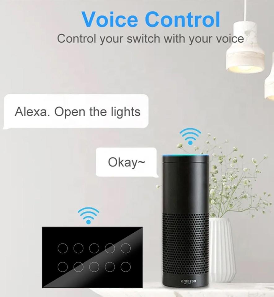 Zigbee 4-5-6-8-10Gang/2Way Smart Touch Light Switch Smart Tuya Wifi Switches Work Alexa Google Home Wall Switch Wifi