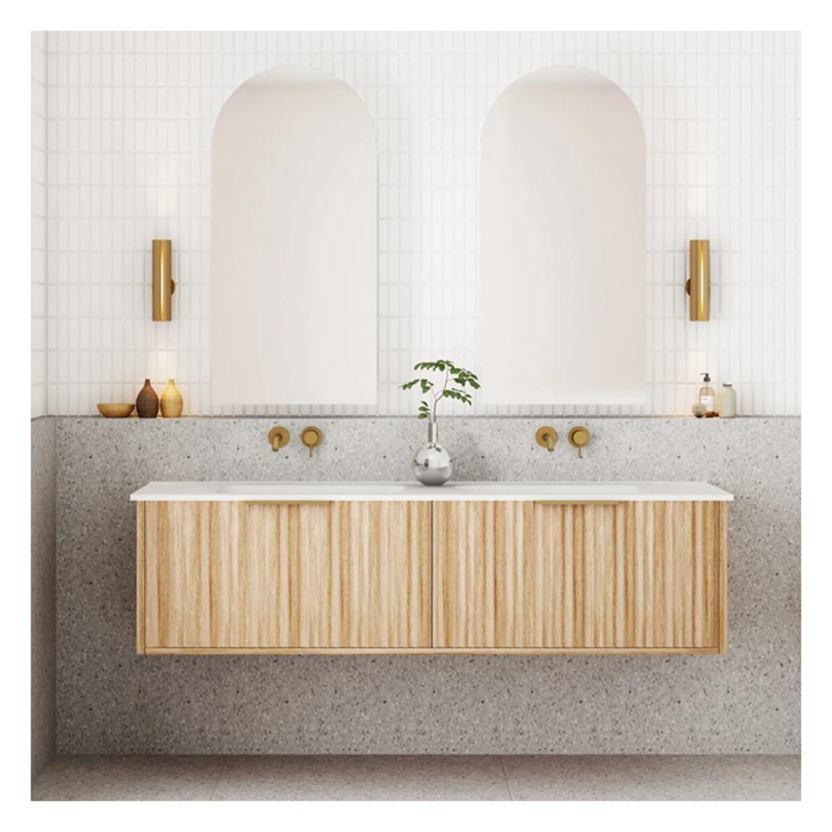 Light Wood Grain Solid Wood Bathroom Vanity with Solid Wood 900 x 450 mm