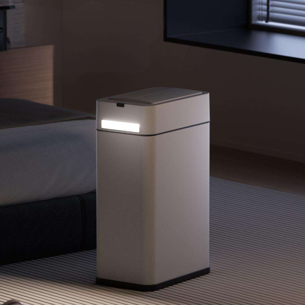 Stainless Steel Induction Touchless Trash Can Double Lid with Night Light Automatic Garbage Bin Standing 12L for Kitchen