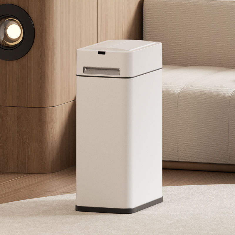 Stainless Steel Induction Touchless Trash Can Double Lid with Night Light Automatic Garbage Bin Standing 12L for Kitchen