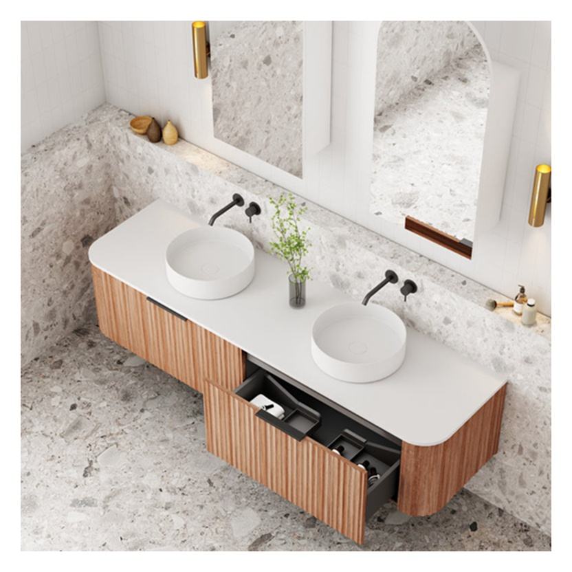 Light Wood Grain Solid Wood Bathroom Vanity with Solid Wood 900 x 450 mm