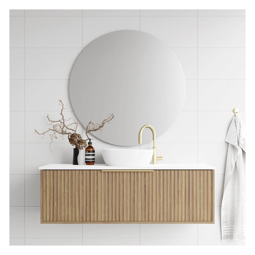 Light Wood Grain Solid Wood Bathroom Vanity with Solid Wood 900 x 450 mm